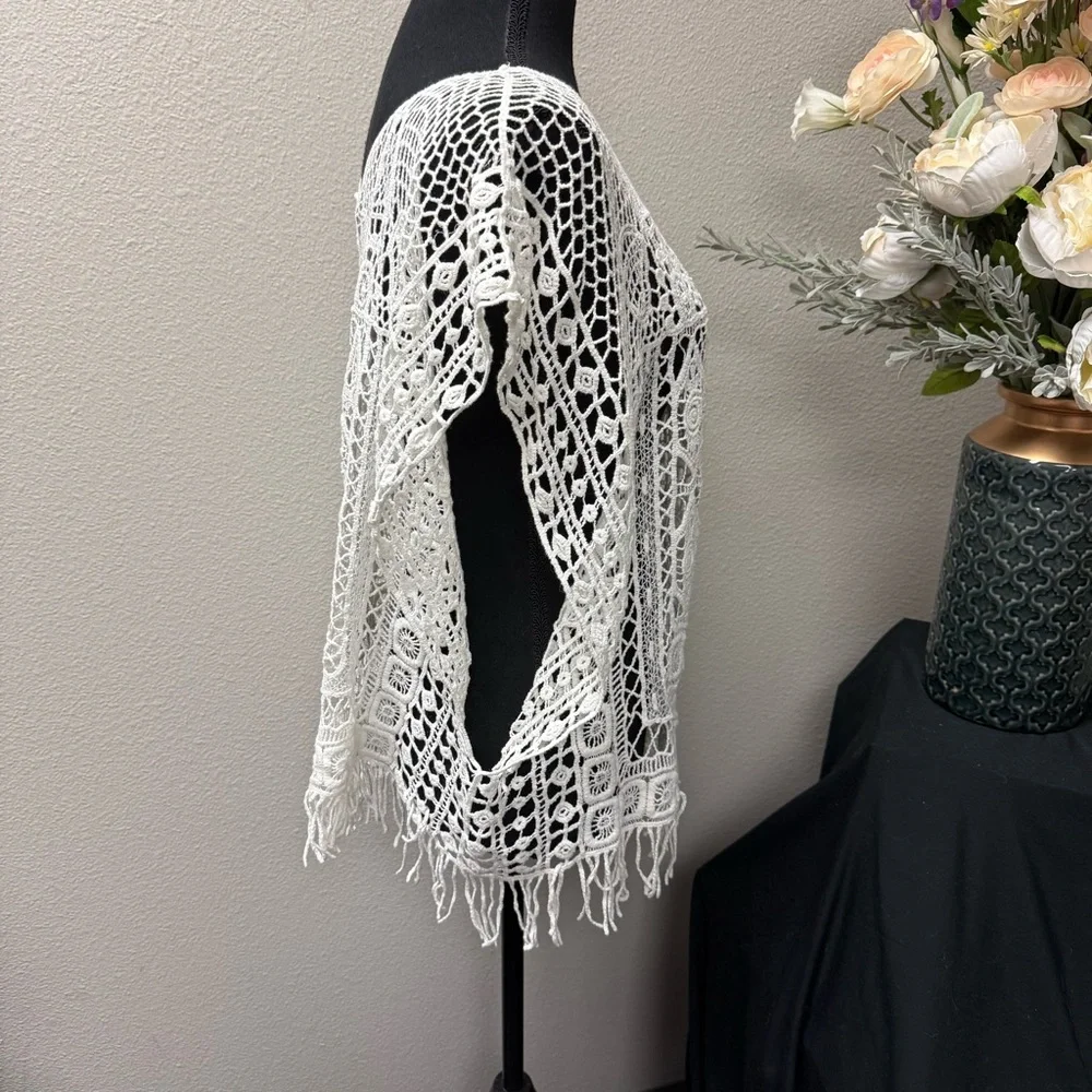 Umgee Crochet Lace Fringe Tunic Top Boho Festival Beach Layering M/L - Picture 4 of 7